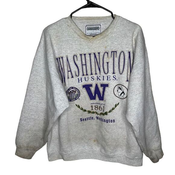 Vintage 90s UW Huskies Sweatshirt USA Large - Picture 1 of 7